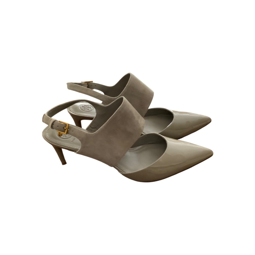 Tory Burch Ashton 65mm Leather Slingback Sandal Dust Storm 10.5 - Picture 3 of 8